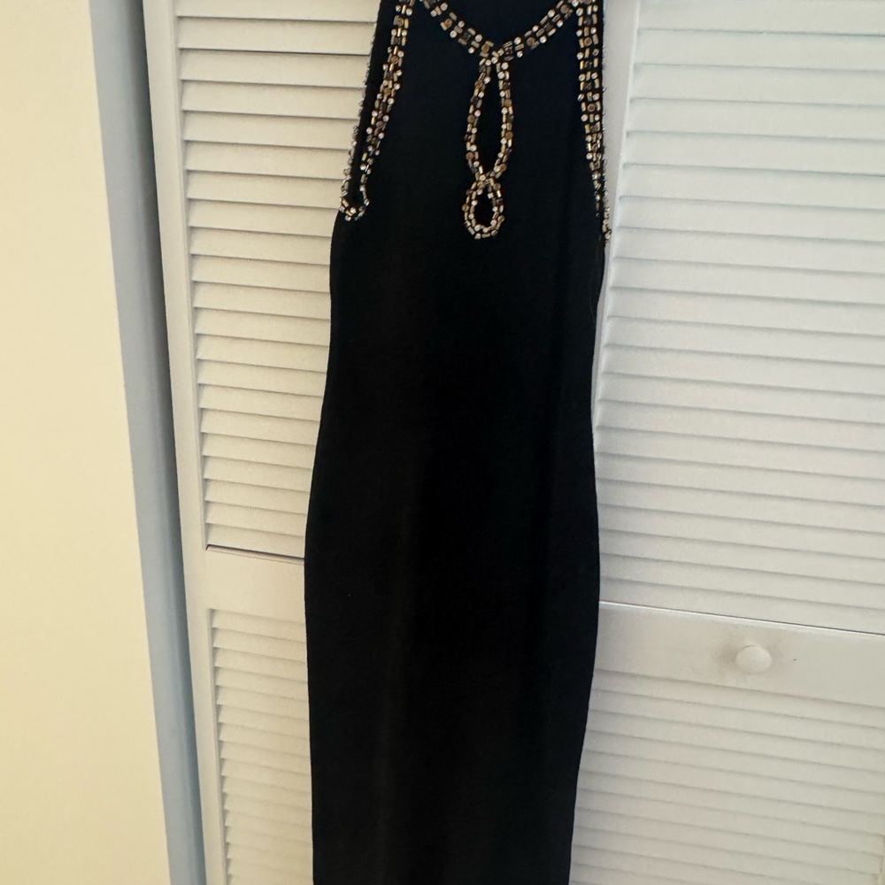 Sandro Black Dress with Gold Accents